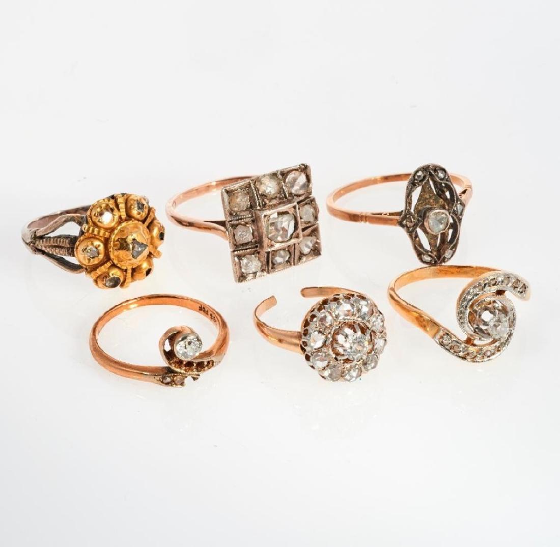 Collection of 6 diamond, 14k white gold and silver ring (1 of 1)