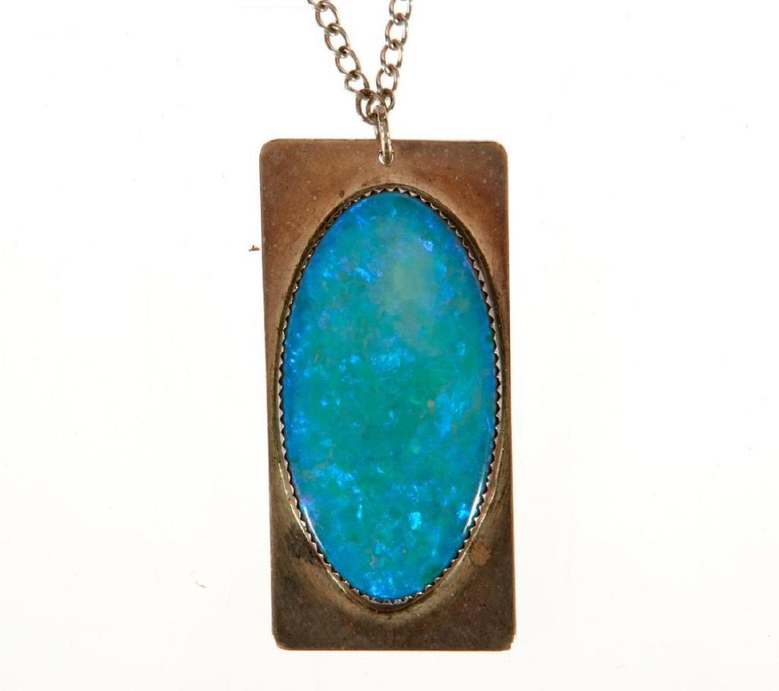 Opal and silver pendant-necklace (1 of 1)