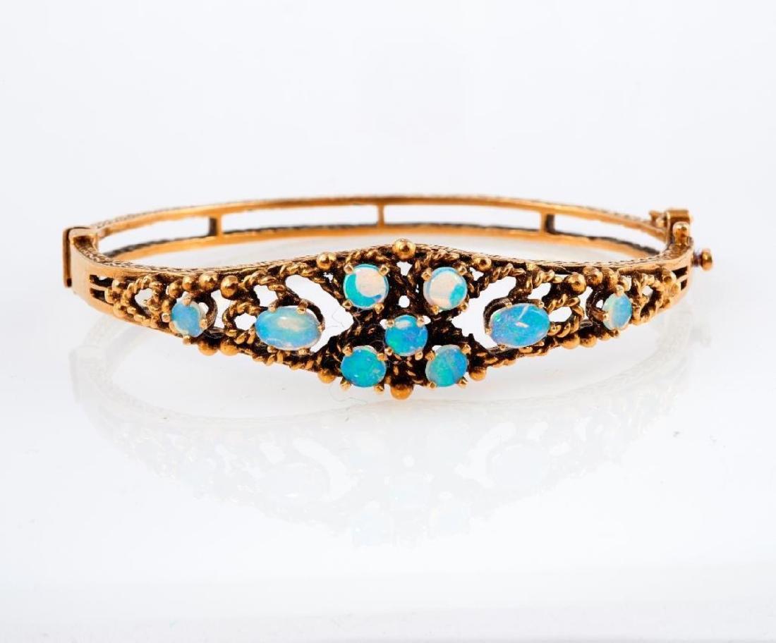Opal and 14k gold bangle bracelet (1 of 1)