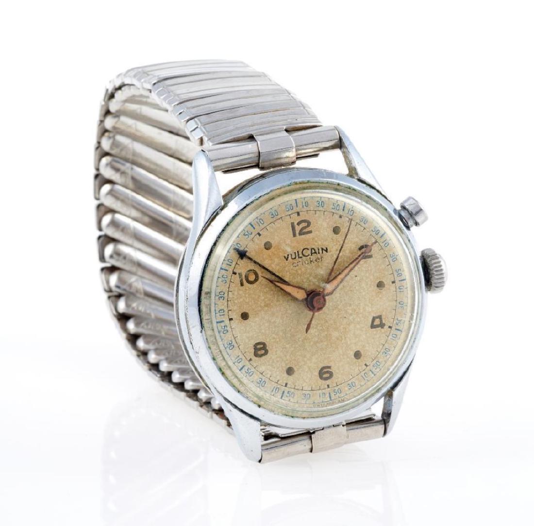 Vulcain Cricket Stainless Alarm wristwatch, circa 1940s (1 of 2)