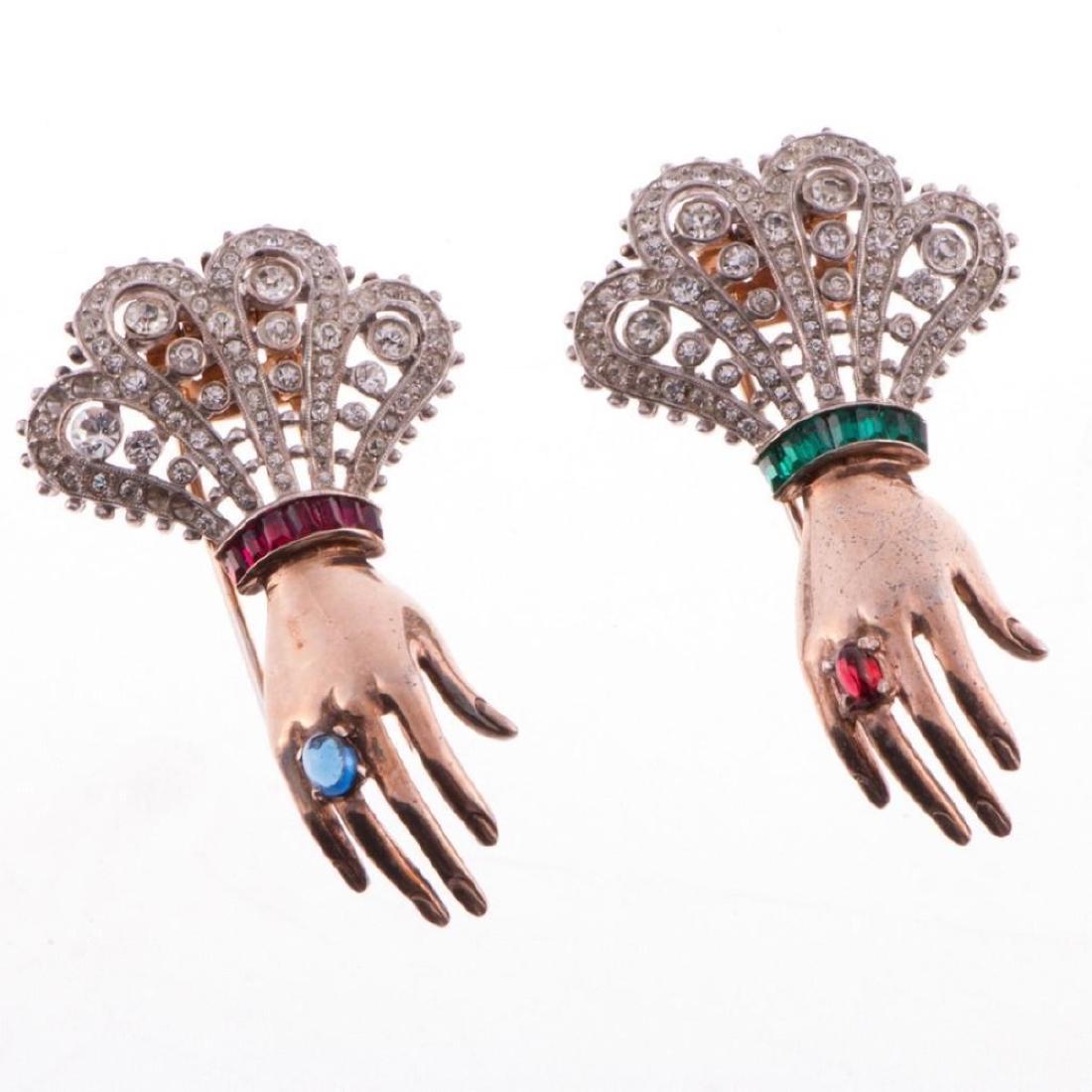 Pair of Trifari Alfred Philippe sterling clip brooches (1 of 2)