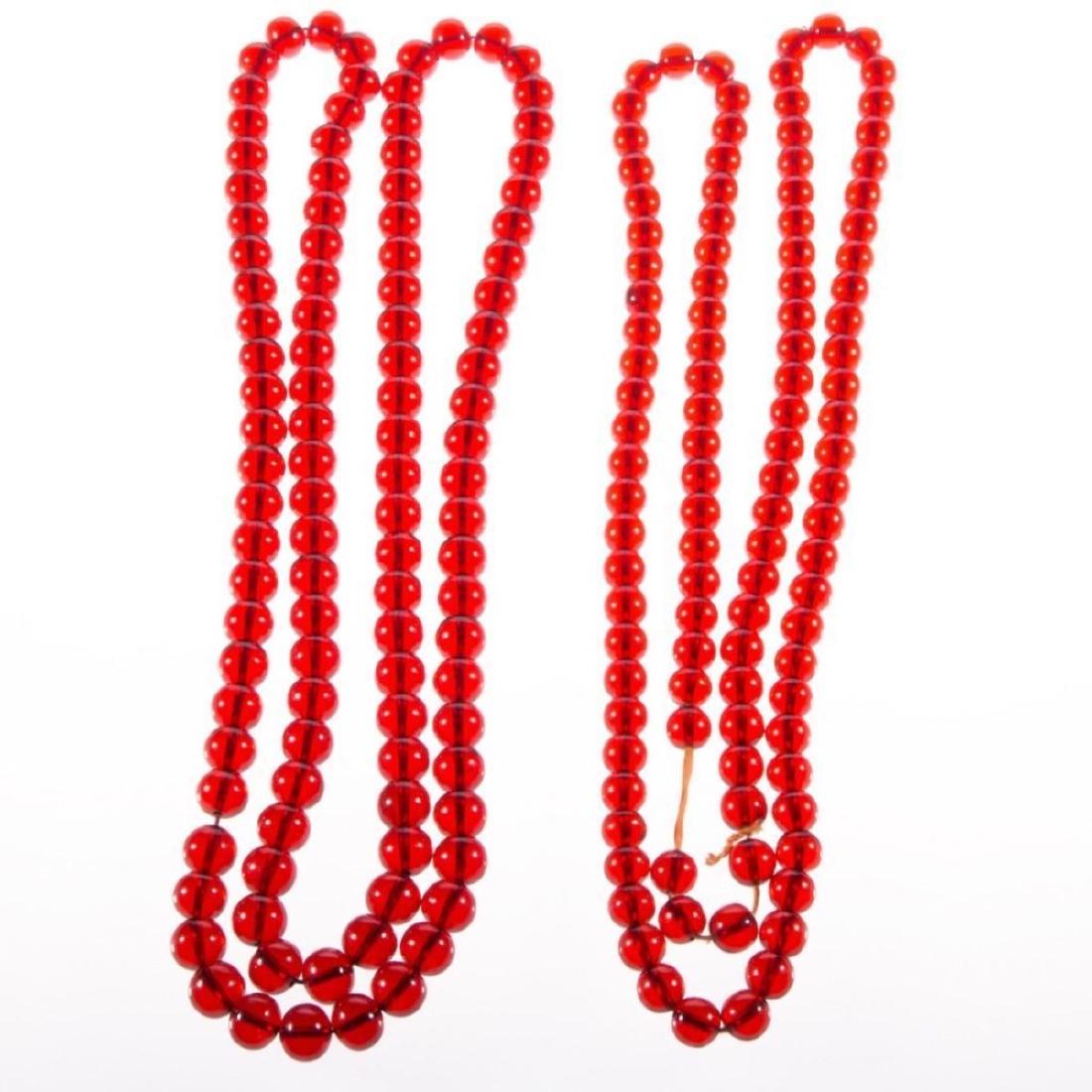 Two art deco bakelite cherry amber bead necklaces (1 of 2)