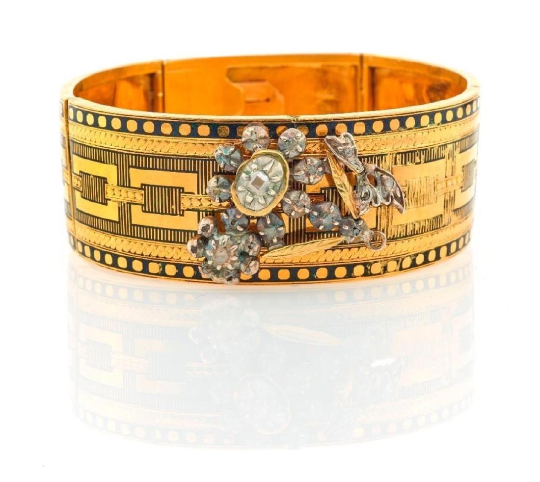 Victorian enamel, diamond, gold and silver bracelet (1 of 1)