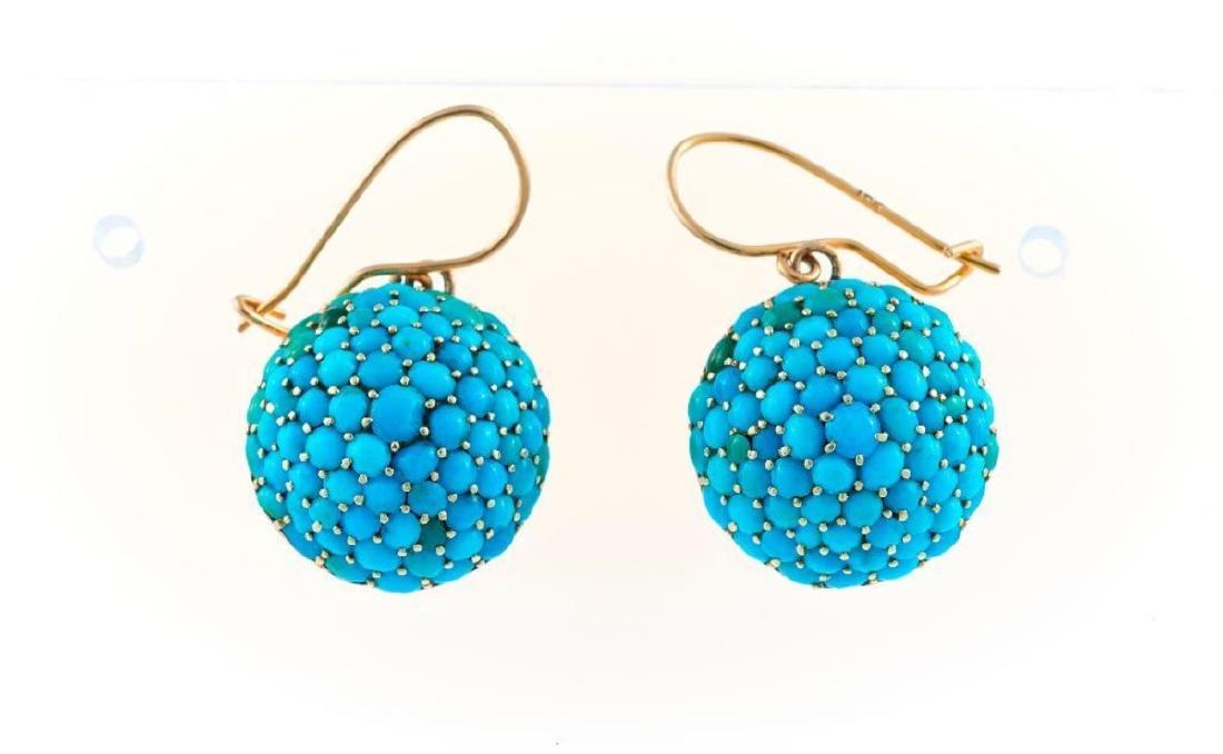 Pair of Victorian turquoise and 14k gold bombe earrings (1 of 1)