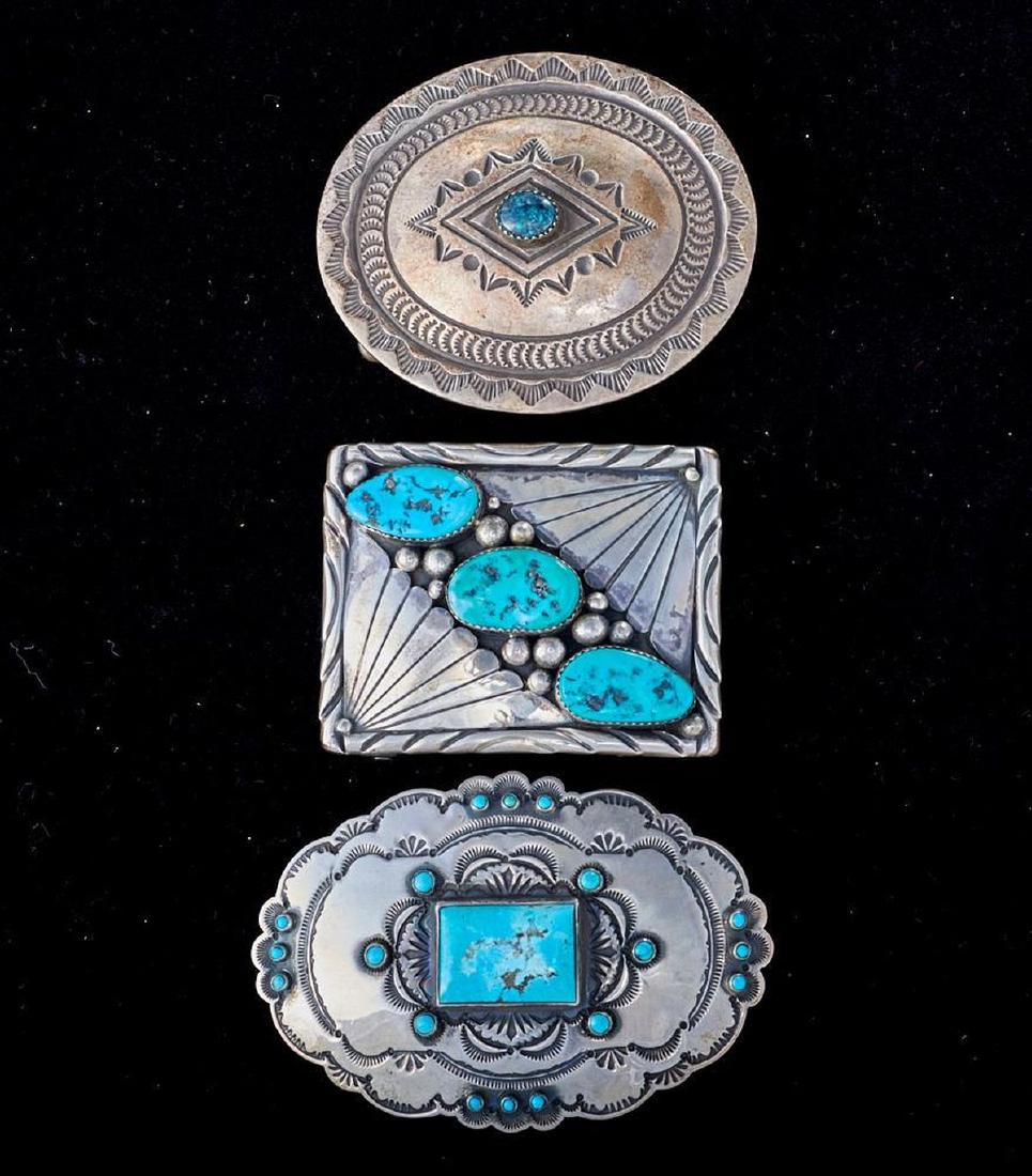 THREE TURQUOISE BELT BUCKLES (1 of 2)