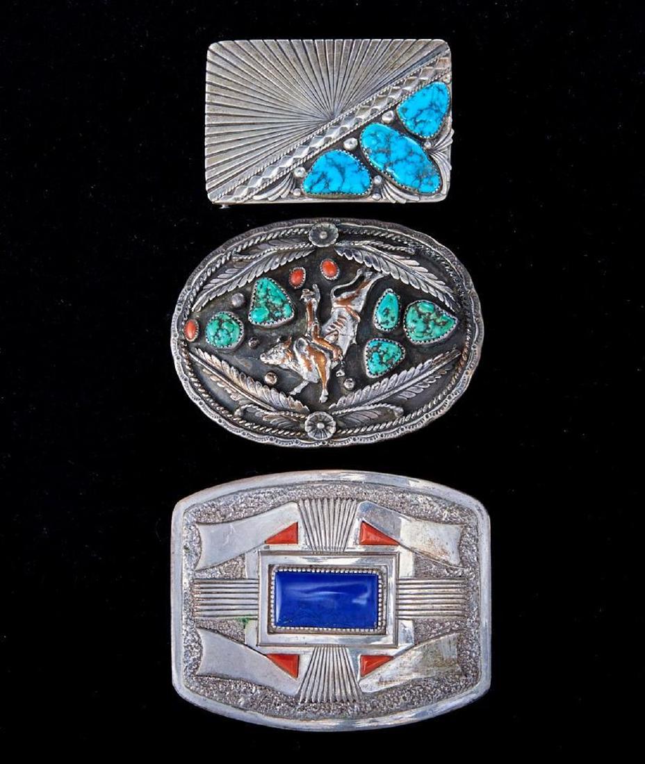 THREE TURQUOISE BELT BUCKLES (1 of 2)