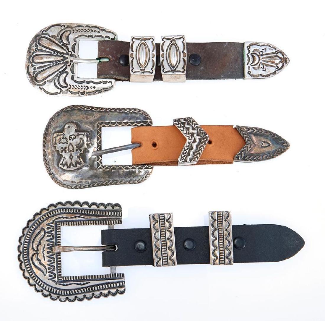 THREE SOUTHWEST SILVER BELT BUCKLES (1 of 2)