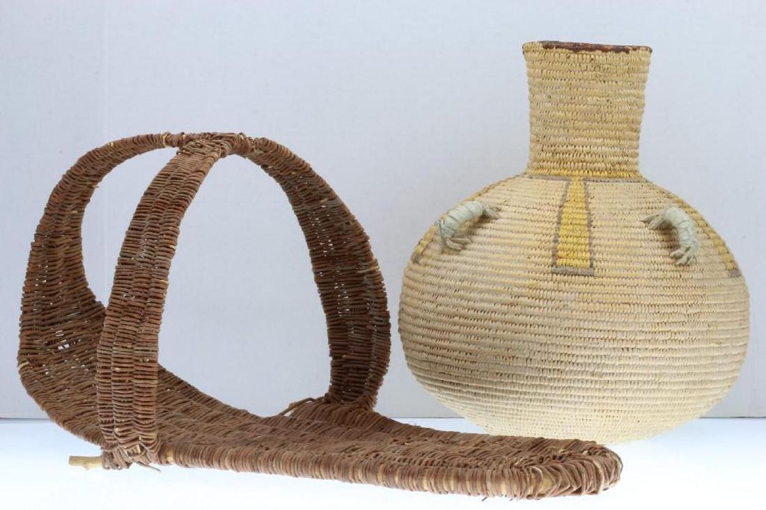 A NAVAJO BASKET AND A HOPI MODEL CRADLE (1 of 3)