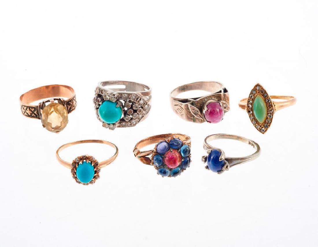 Collection of 7 gem-set and 10k white and yellow gold r (1 of 1)