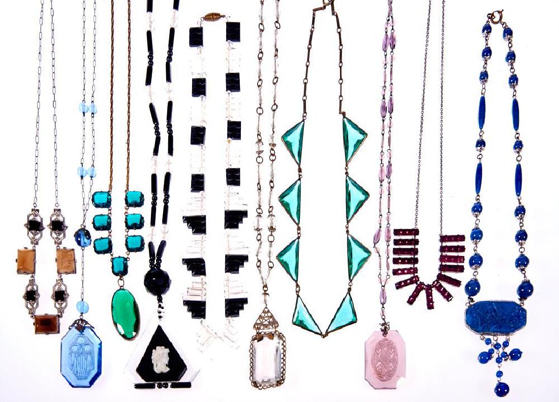 Ten antique, vintage rock crystal, and glass bead neckl (1 of 1)