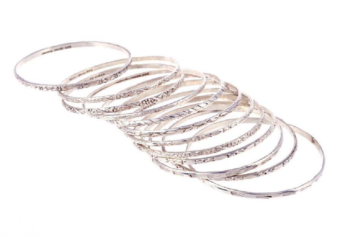 Set of 12 sterling silver stackable bangle bracelets (1 of 1)