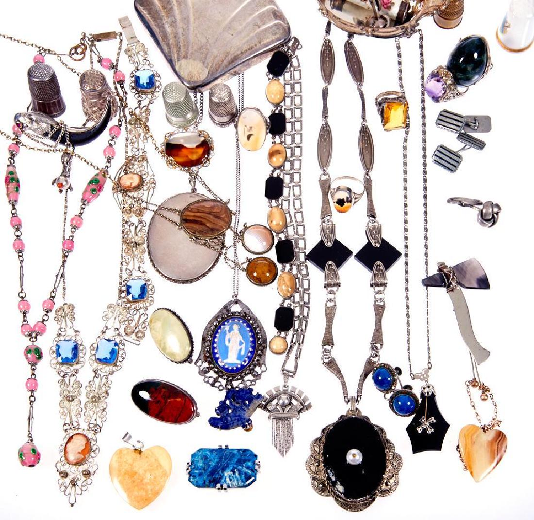 Vintage stone, glass, enamel, silver & metal jewelry an (1 of 1)