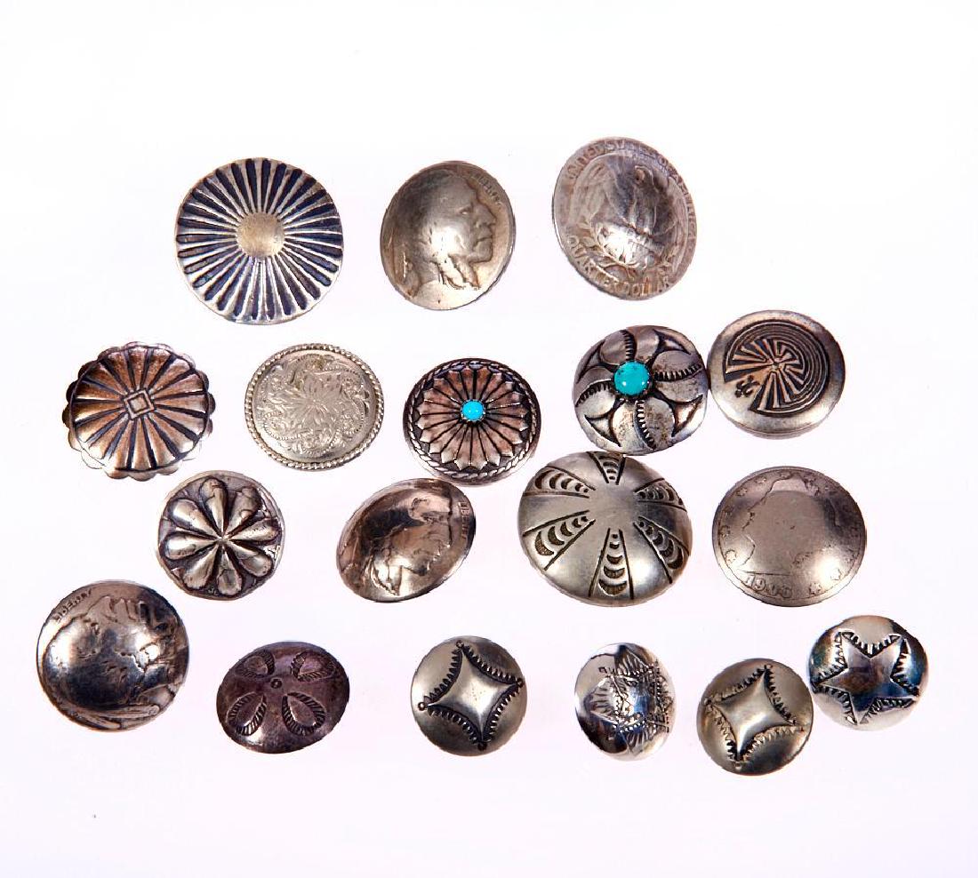 Collection of nickel silver and metal buttons and cover (1 of 1)