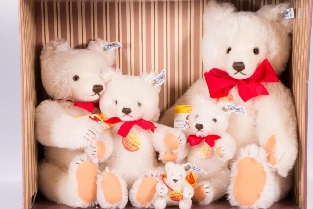 STEIFF: Five Steiff bears In varying sizes. Condition: excellent.