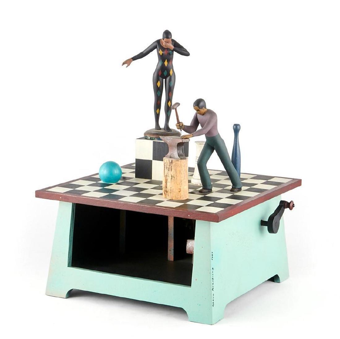 Steve Armstrong (late 20th century): Artist: Steve Armstrong. Title: Whimsical Sculpture. Size: Artwork: Approximately 19 x 15 1/2 x 14 1/2 inches. Medium: Wood - Sculpture. John Pence was founder and owner of the largest art gallery in 