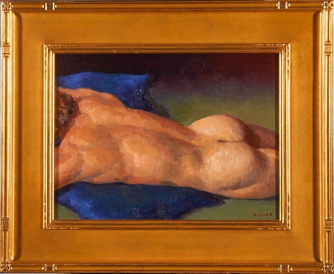 Gregory Hull (born 1950): Artist: Gregory Hull. Title: Male Nude. Signature: Signed bottom left. Size: Artwork: 12 x 16 inches. Frame: 18 3/4 x 22 3/4 inches. Created: 2001. Medium: Canvas on paper. John Pence was founder and