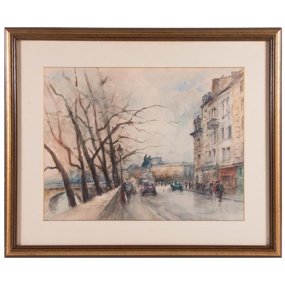 Georges Rouault (1871 - 1958): Artist: Georges Rouault (1871 - 1958). Title: Paris street scene. Signature: Lower right. Size: Artwork: 13 x 16 1/2 inches. Frame: 19 x 23 inches. Condition: Good. Created: Late 19th/early 20th centu