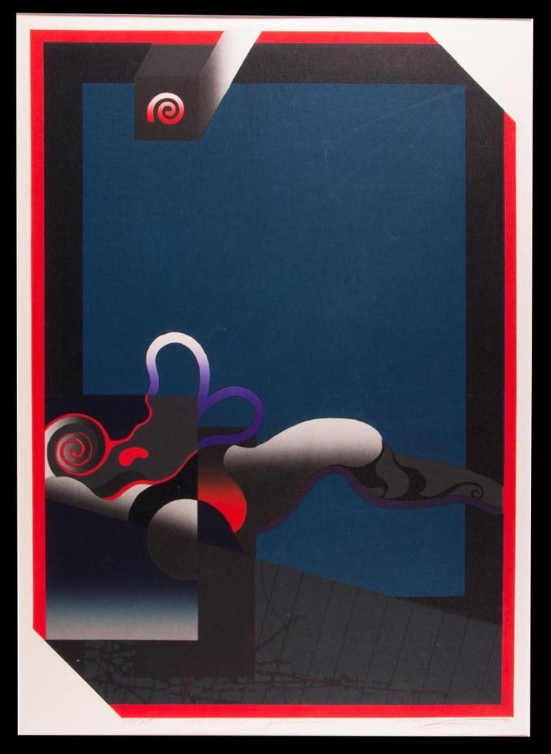 Akira KUROSAKI (1937): Akira KUROSAKI (1937). Title: Akira Kurosaki. Edition : 24/75. Date : 1993. Medium : woodblock. Condition : light scuffing to image. Dimensions : 26 1/2 x 18 1/2 inches.(Approx)