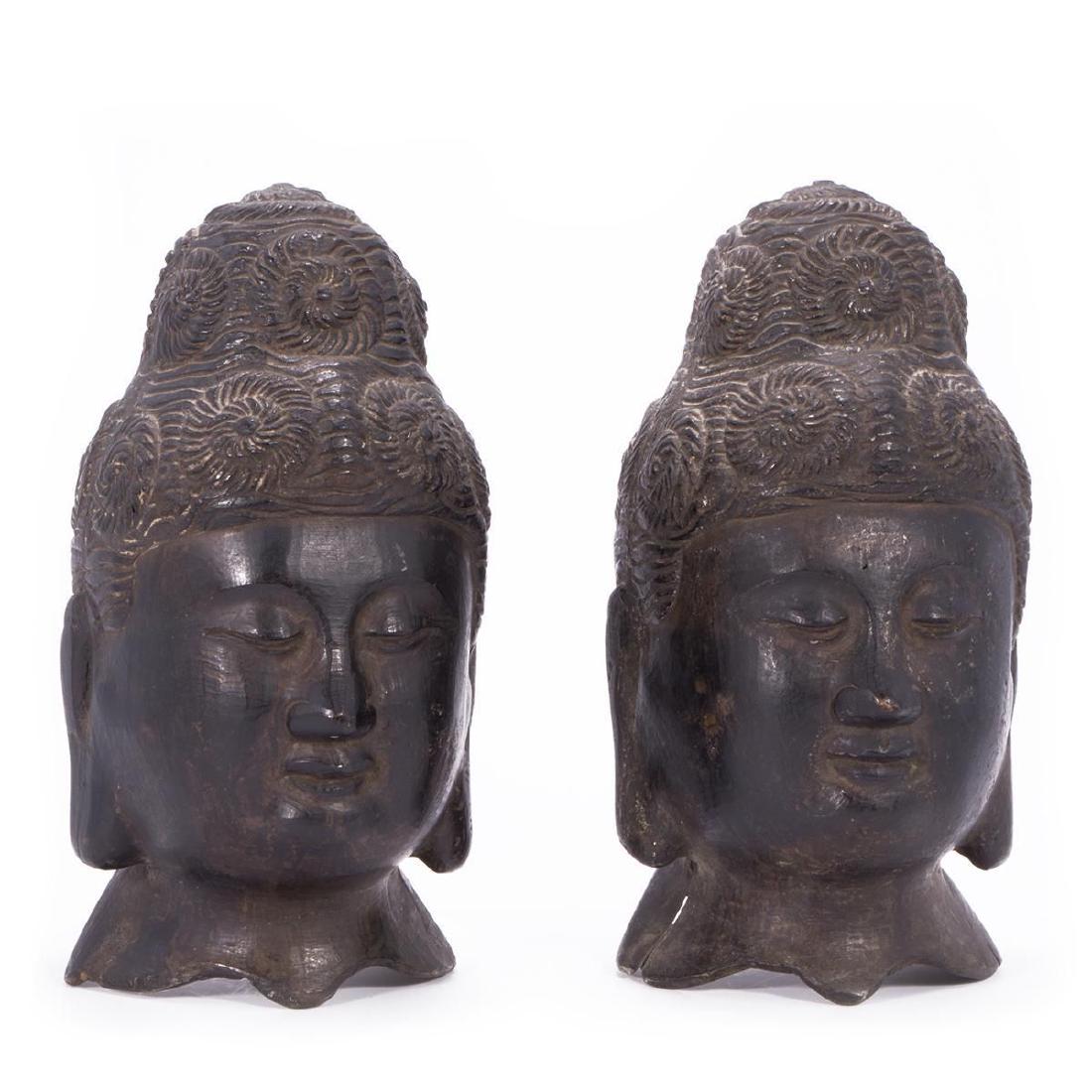 Two Chinese bronze Buddha heads. (1 of 5)