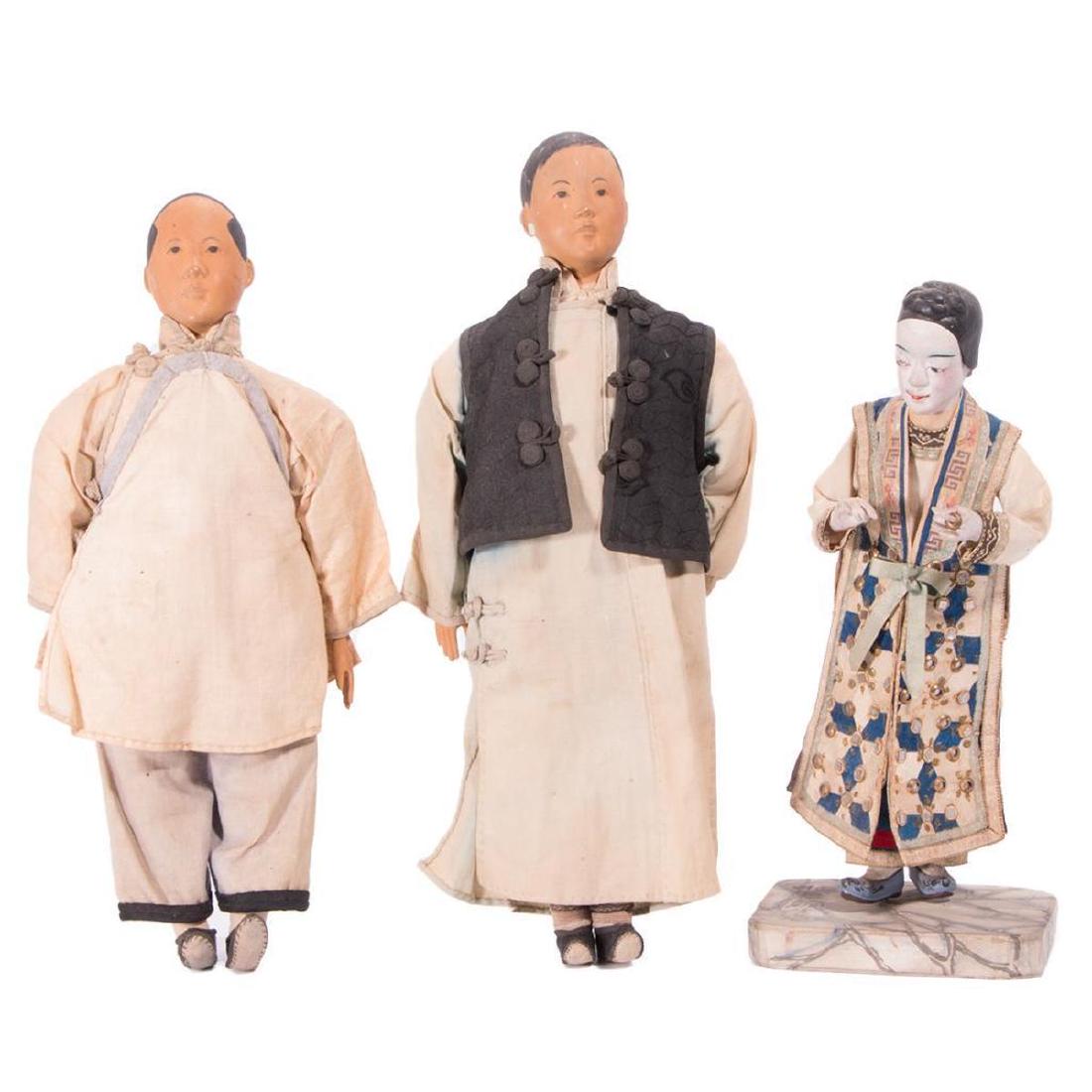 Lot of three late 19th/early 20th century Asian dolls. (1 of 6)