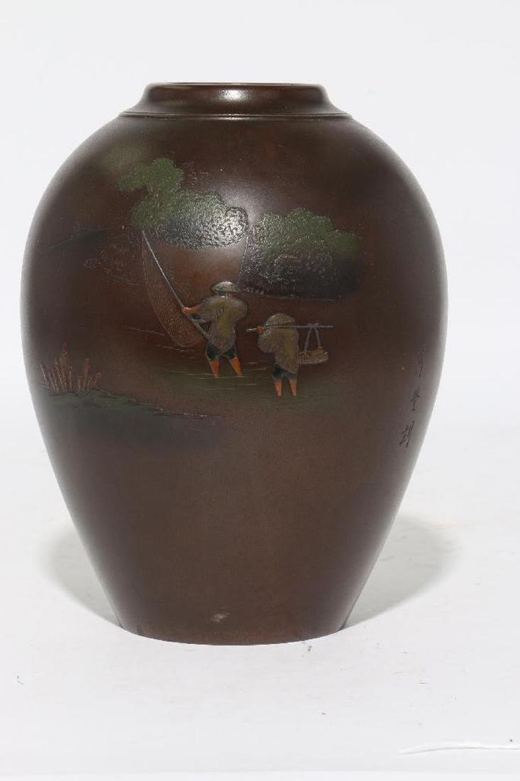 A Japanese Meiji bronze vase. (1 of 3)