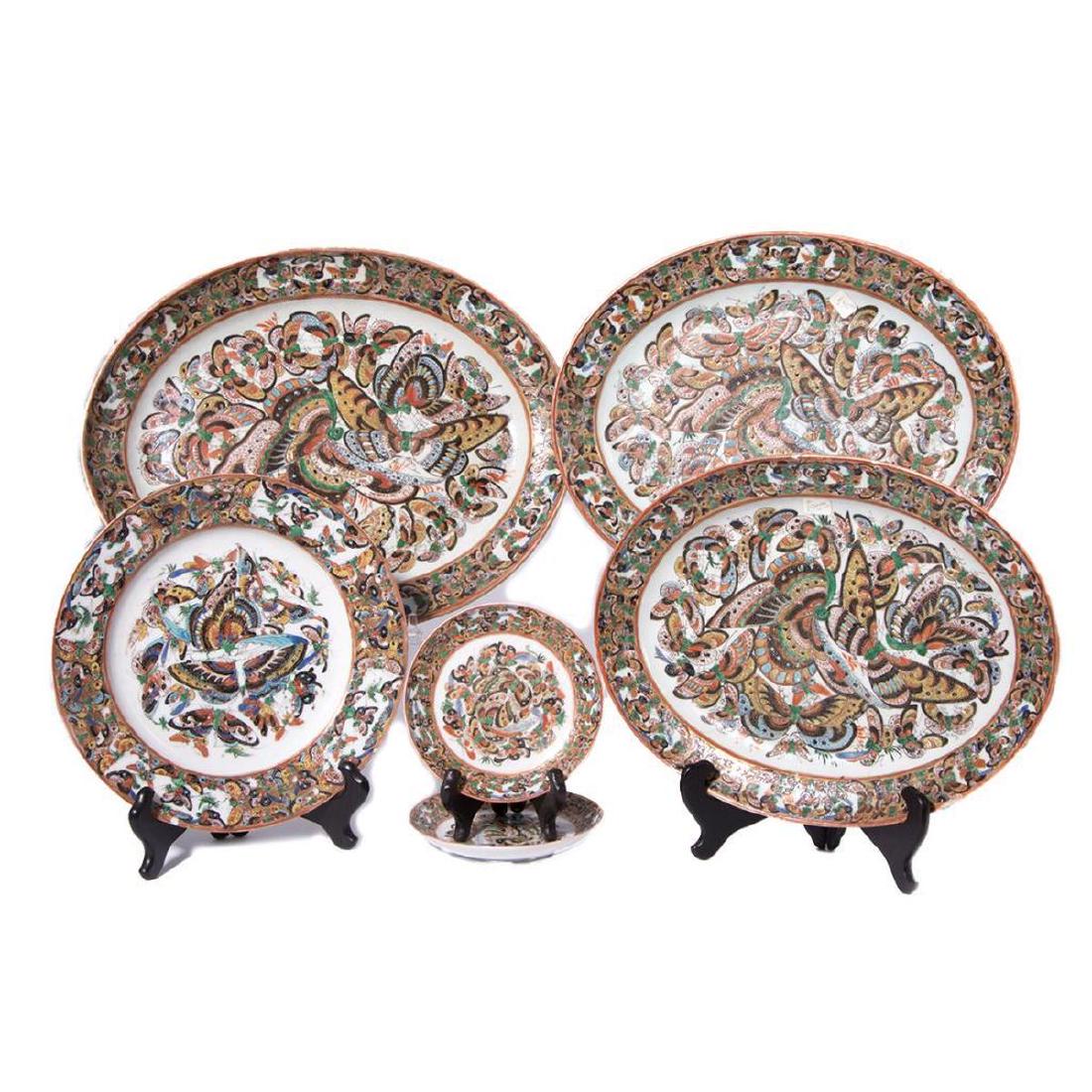 Six Chinese thousand butterfly porcelain plates. (1 of 10)
