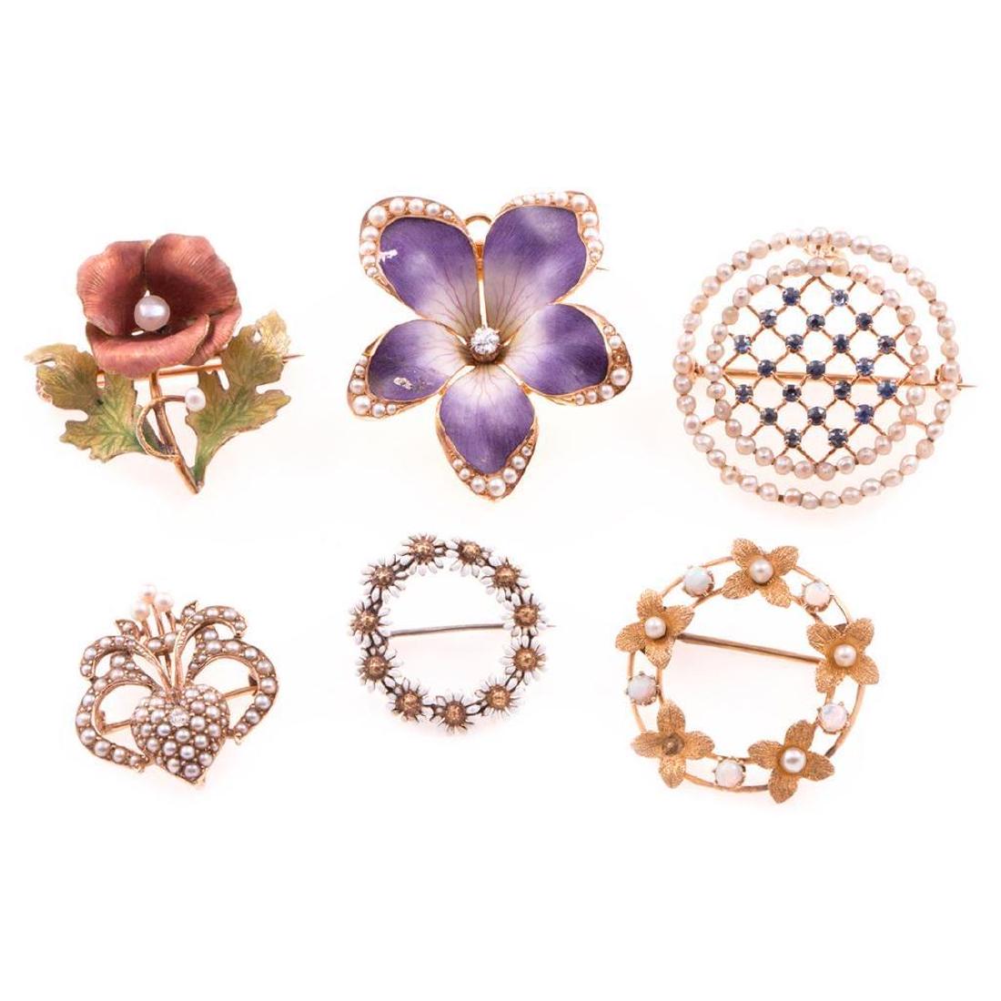 Six antique brooches (1 of 2)