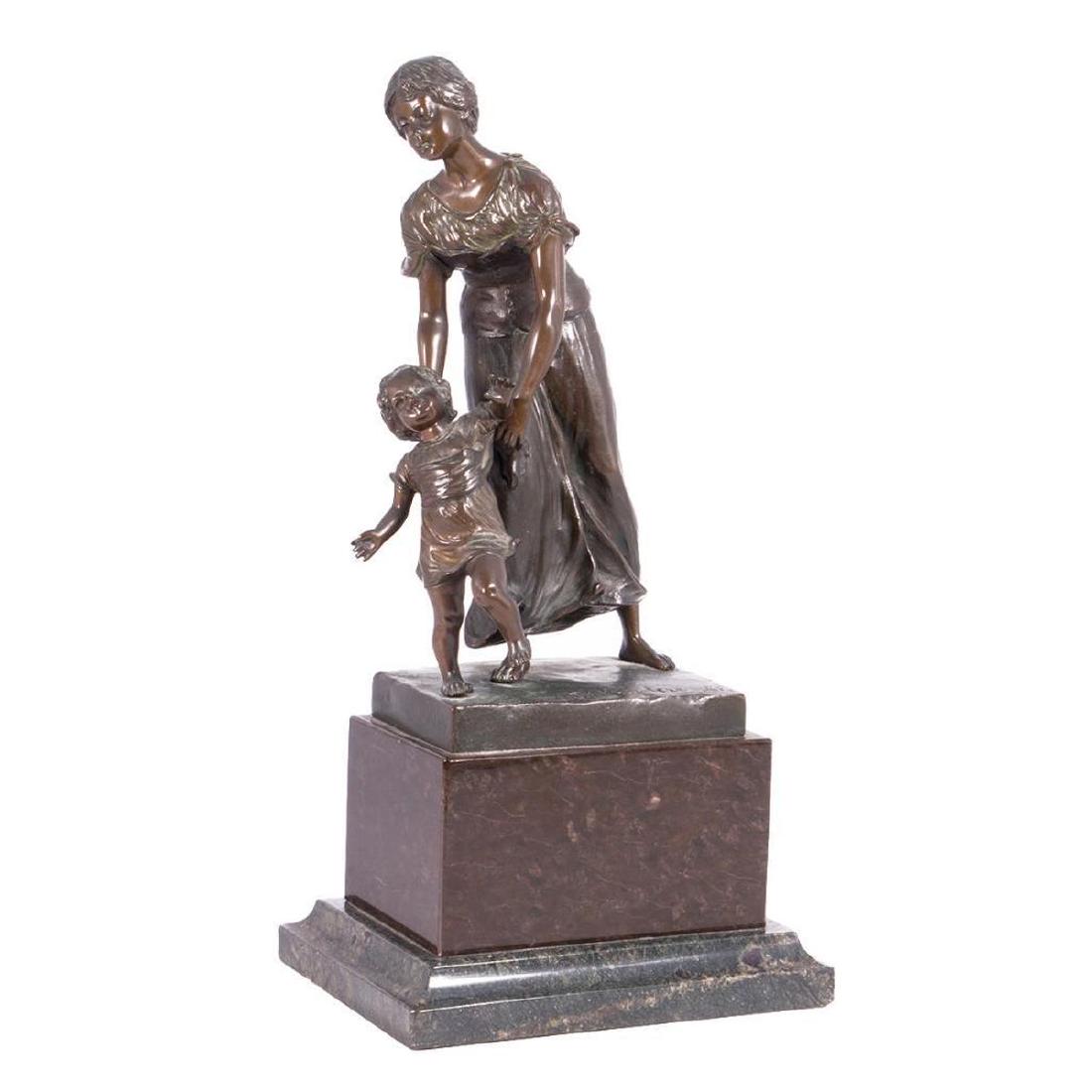 Bronze Mother with Child on Marble Plinth and Base.Paul (1 of 7)