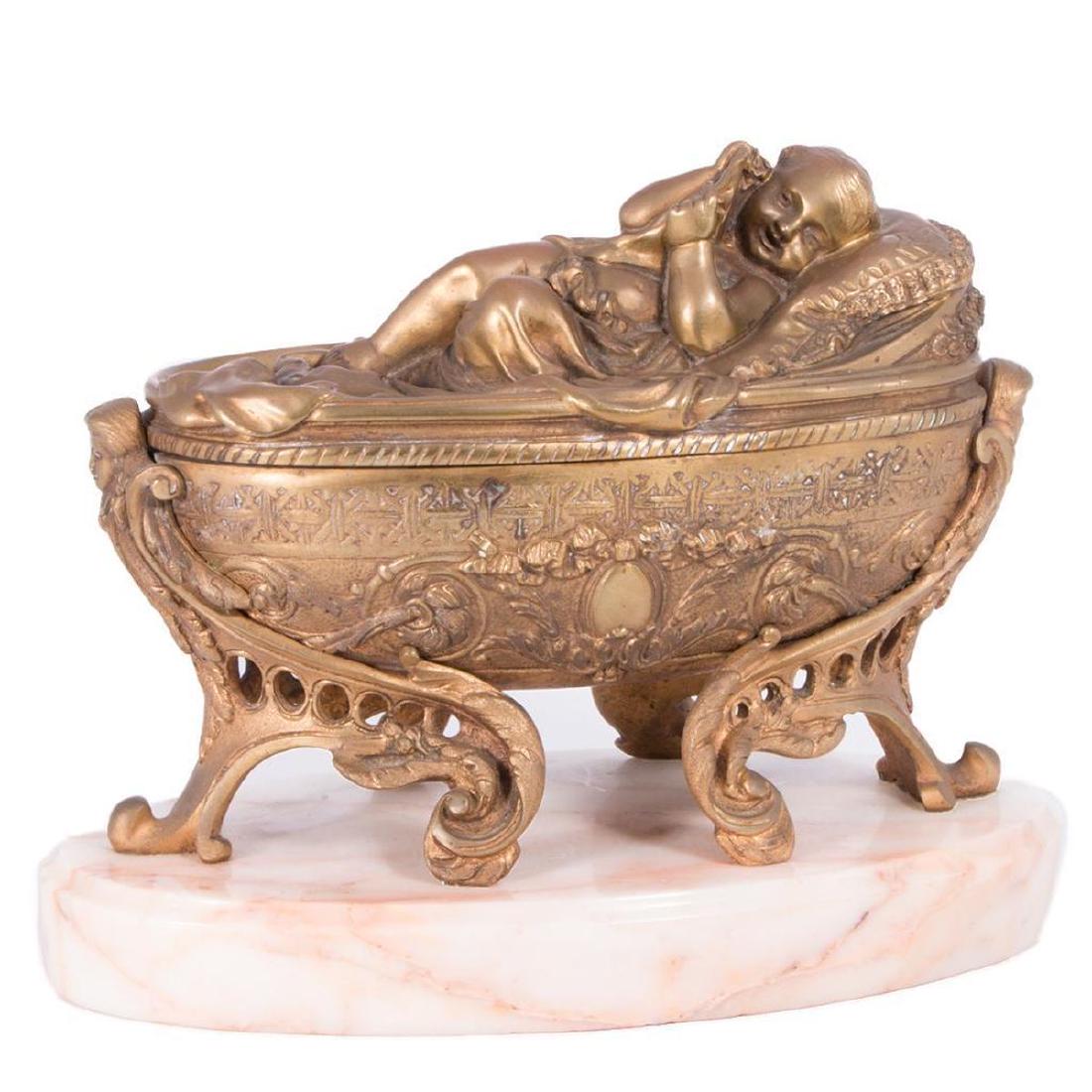 Gilt Bronze Jewlery Box in the form of a Sleeping Baby. (1 of 8)