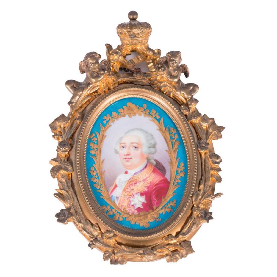 Sevre Style Oval Portrait Plaque Mounted in Gilt Brass (1 of 4)