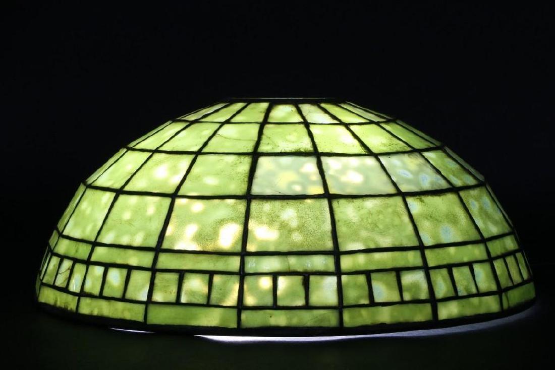 TIFFANY STUDIOS FAVRILE GLASS SHADE #1901: SHADE IMPRESSED 'TIFFANY STUDIOS/NEW YORK/1901'. DIAMETER 16 1/2 INCHES. CONDITION: Minor cracks to glass segments. (PLEASE VIEW PHOTOS)