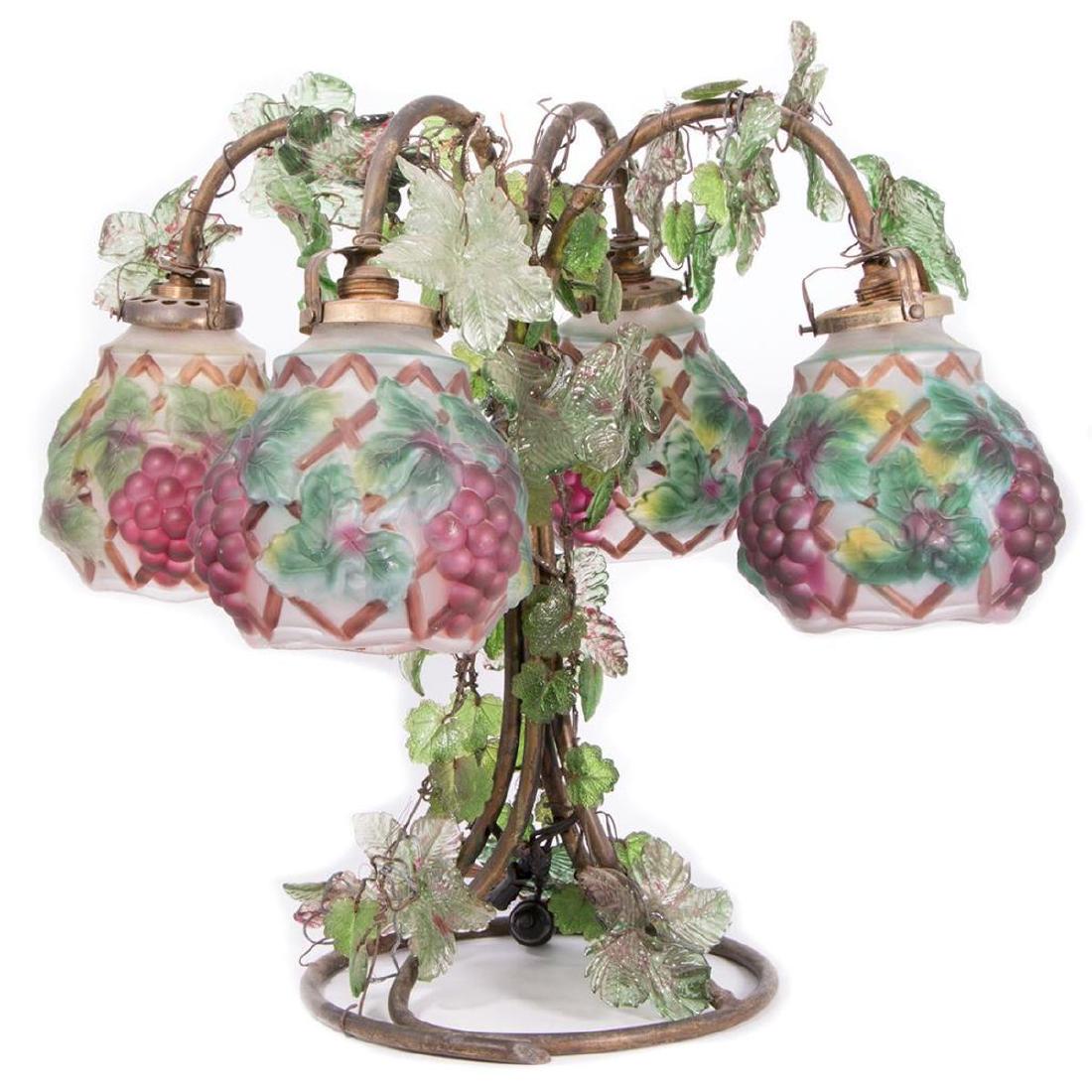 Four Light Grape Vine Lamp with Four Frosted and Painte (1 of 8)