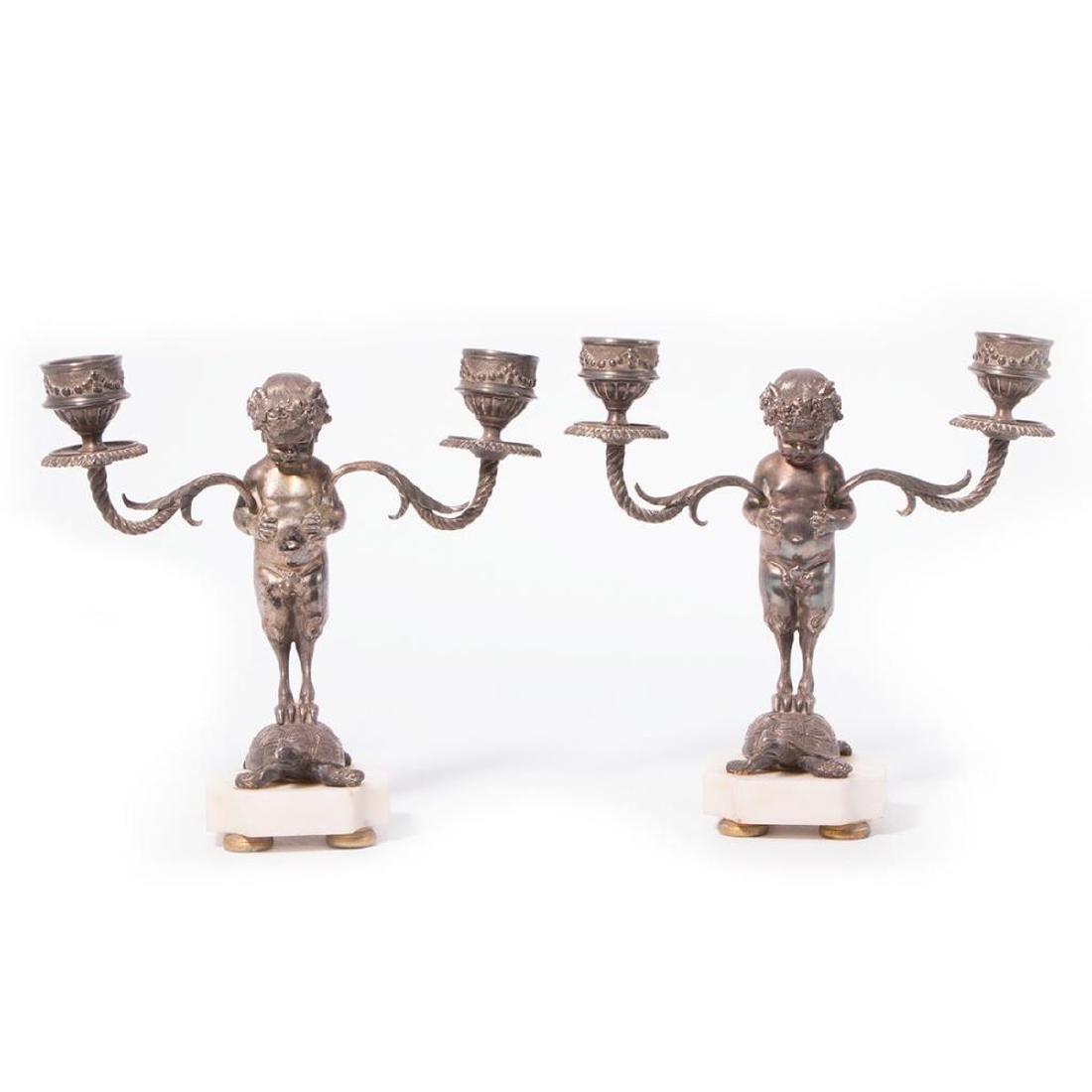 Pair of Silver Plate on Bronze Candle Holders. (1 of 6)