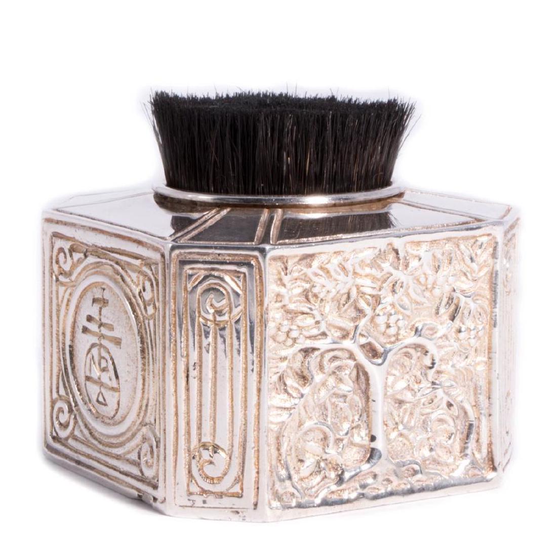 Pen Wipe in the Bookmark Pattern of Tiffany Studios. Un: Silvered Bronze Octagonal Pen Wipe in the Bookmark Pattern of Tiffany Studios. :Unmarked. Condition: Perfect. No Damage or wear. Dimensions: Height-3" Width-3" Depth-3"