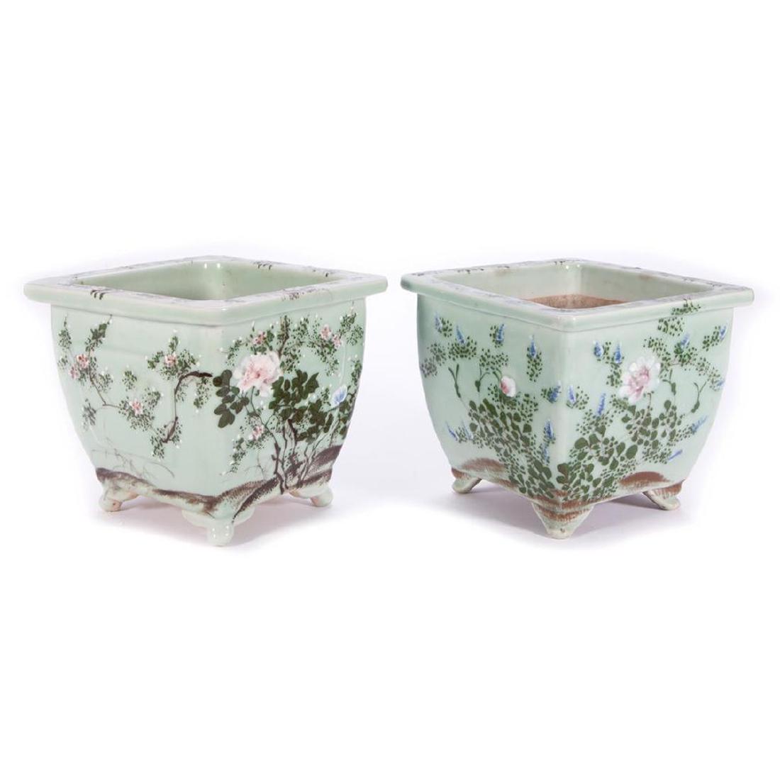 Pair of Celadon Planters, Chinese. (1 of 5)