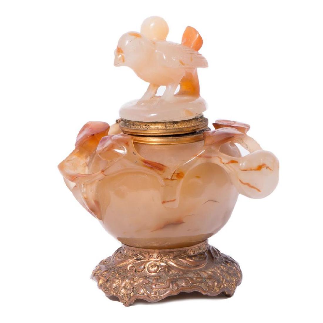 Peach Shape Agate Inkwell with Gilt Bronze Mounts. (1 of 7)