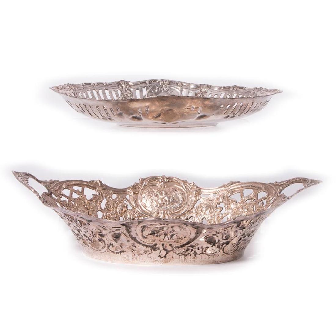 Two Silver Repousse' Oval Bowls. (1 of 8)