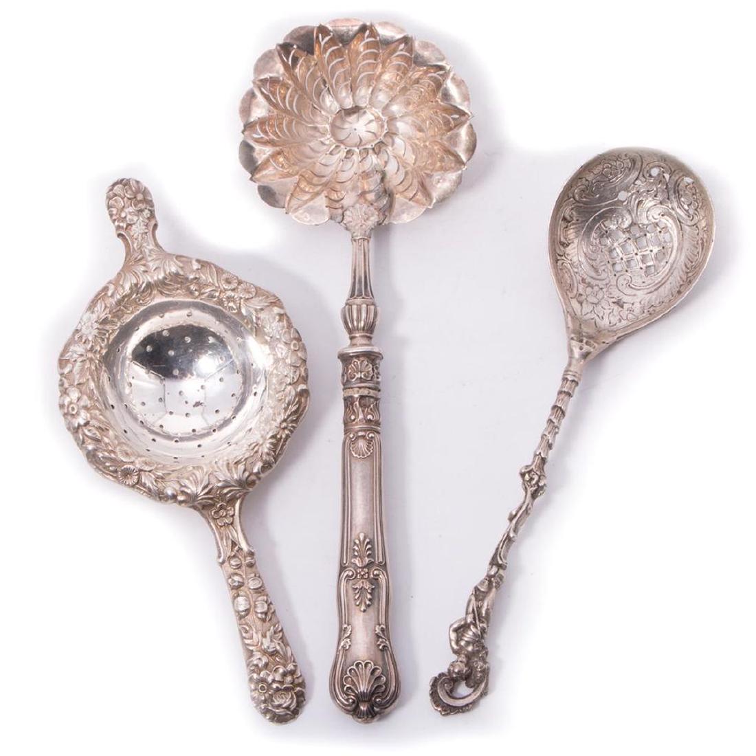 Three Silver Tea Strainers. (1 of 5)