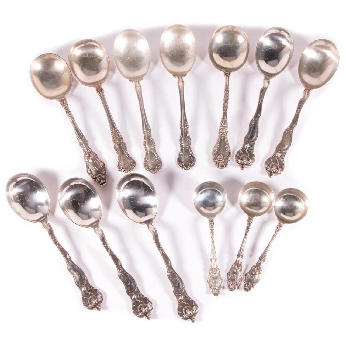 13 Sterling Soup Spoons. 20th. Century. (1 of 10)