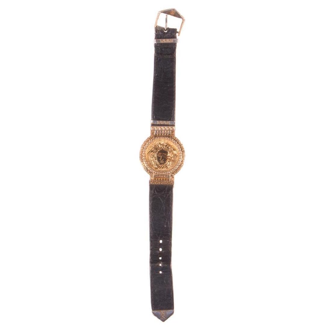 Gianni Versace Gold Plated Medusa Watch with box: #00701, 7008011 moderate wear