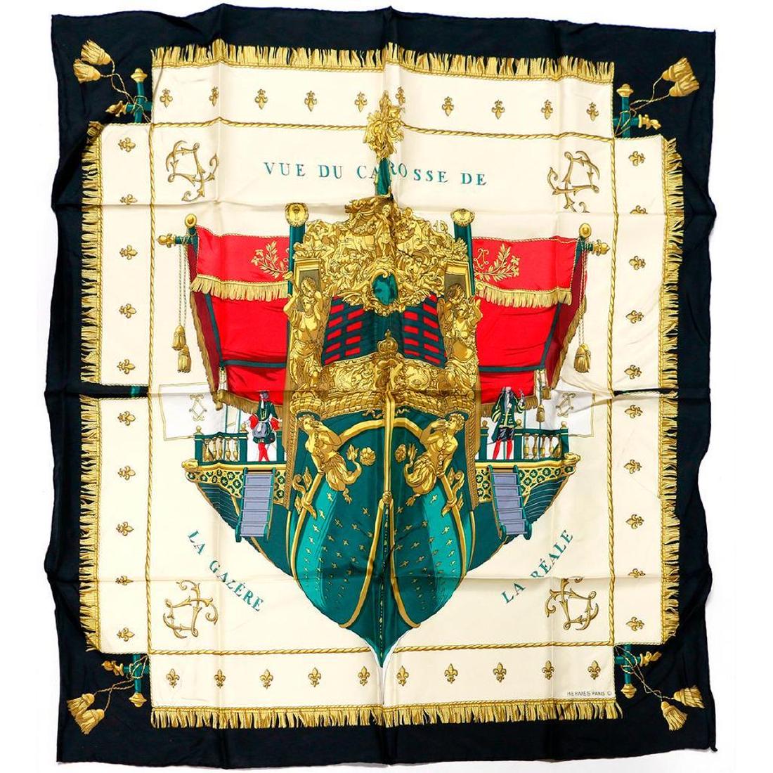 Hermes Silk Scarf "Vue de Carosse": excellent condition, in orginal case