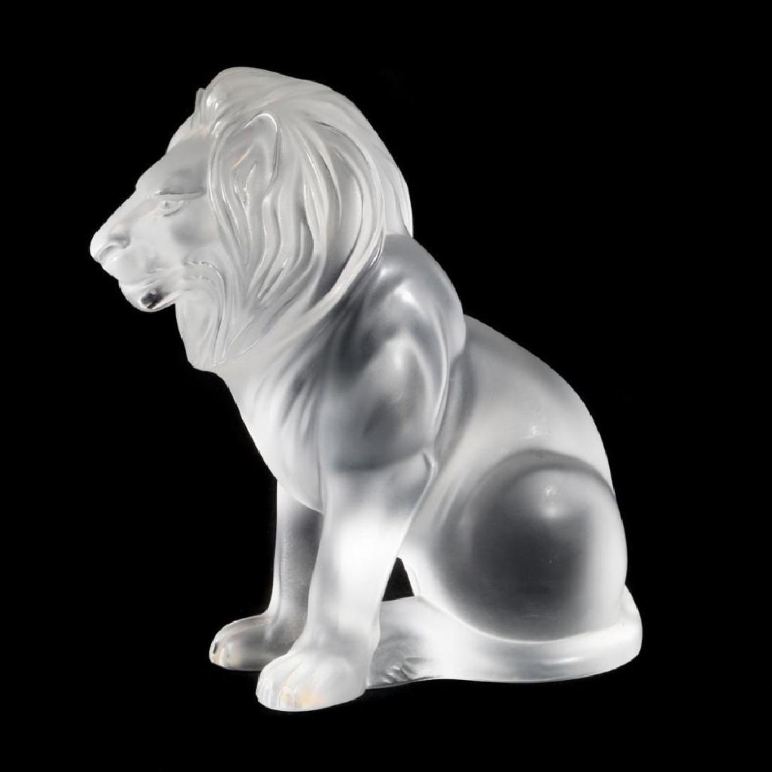 A LALIQUE CLEAR AND FROSTED GLASS "BAMARA" LION (1 of 8)
