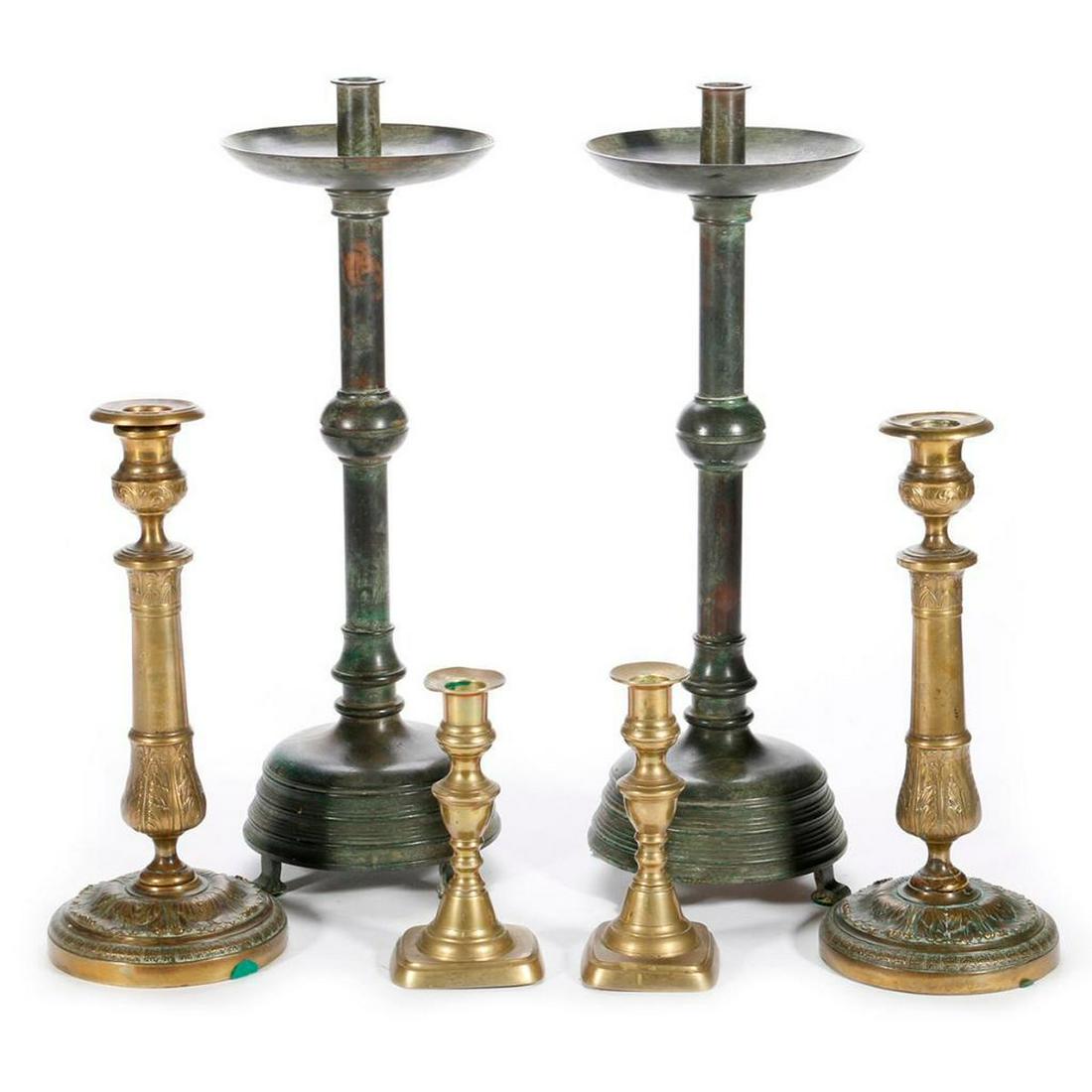 Three pair of candlesticks. (1 of 9)