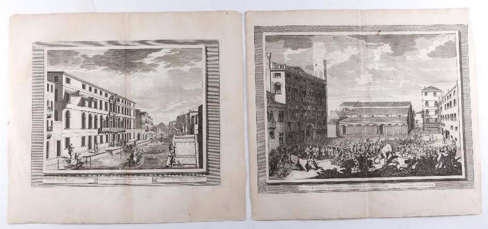 Luca CARLEVARIS: Artist: Luca CARLEVARIS (1663/65-1729/31). Category: Print-Multiple. Title: Venice. Medium: Engraving. Size: 15.5" x 17.25" (approximately). Qty: 2.