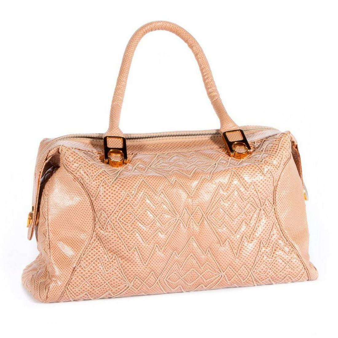 Judith Leiber Beige Ostrich Leather Handbag (1 of 8)