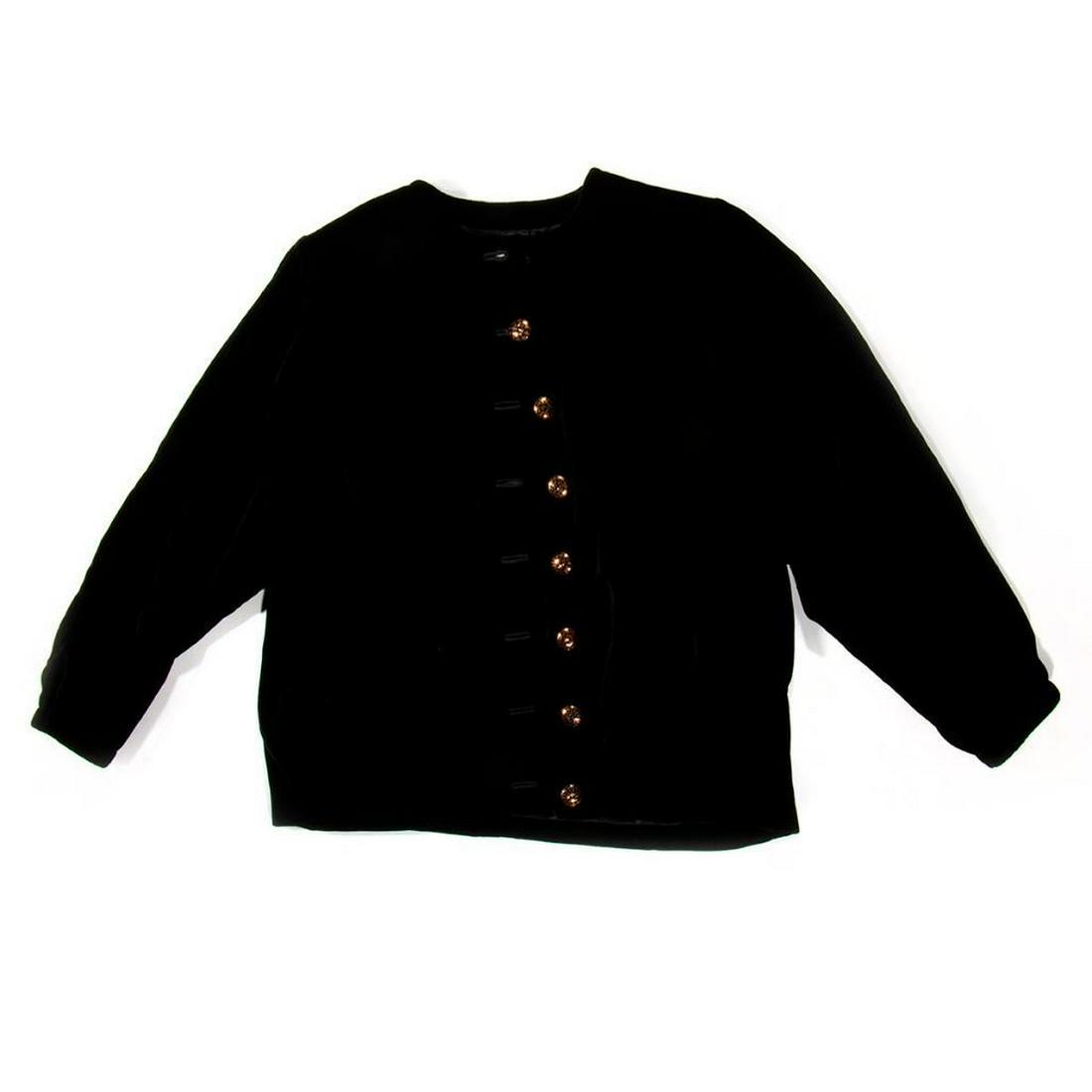 Yves Saint Laurent Paris Velvet Jacket: black, with side pockets; size 44 Items are sold as is. Please inquire about condition if not otherwise stated.