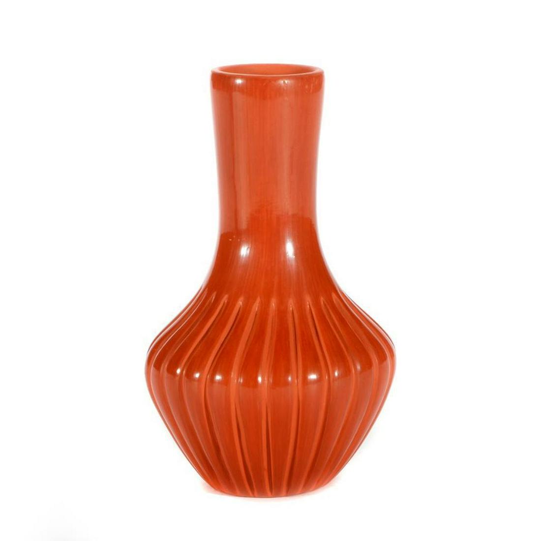 Jemez redware vase: Jemez; redware vase (7 ¼€ x 4") by Pauline Romero; purchased at her home; Jemez,NM