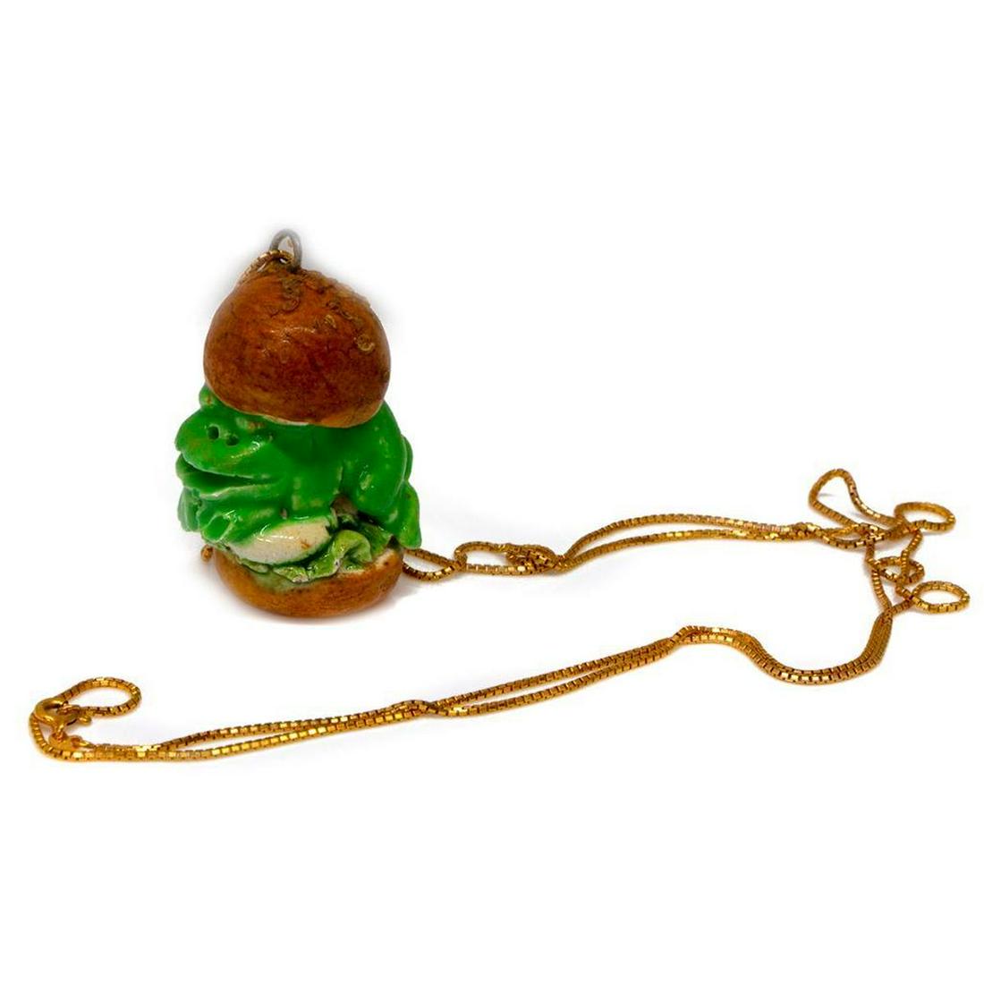 Rare David Gilhooly frog sandwich pendant-necklace (1 of 3)