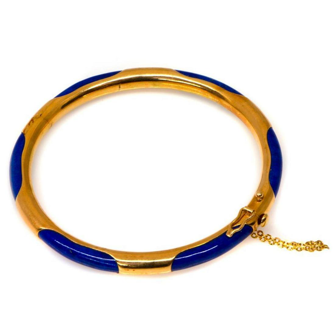 Lapis lazuli and 14k gold bangle bracelet (1 of 1)