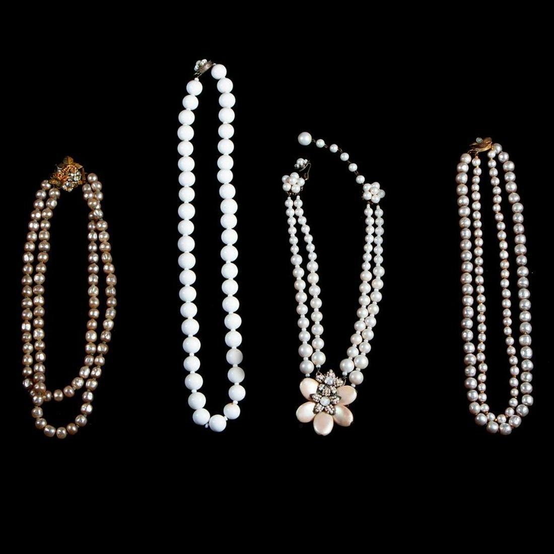Miriam Haskell & Original by Robert Necklaces: comprising 4 vintage costume necklaces